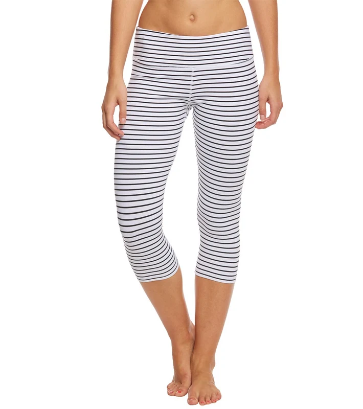 Glyder Mantra Yoga Capris White/Black Stripe / M