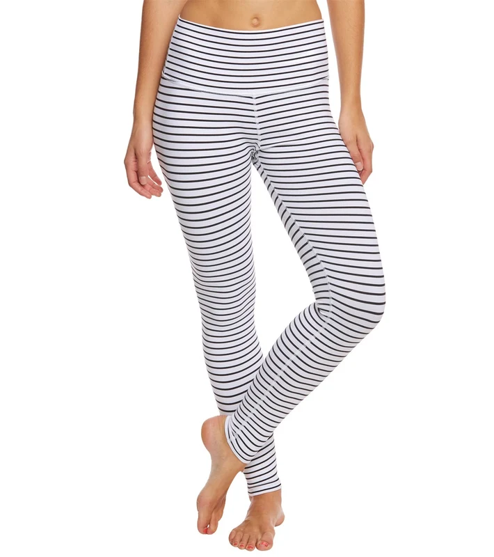 Glyder High Power Yoga Leggings White/Black Stripe / XL