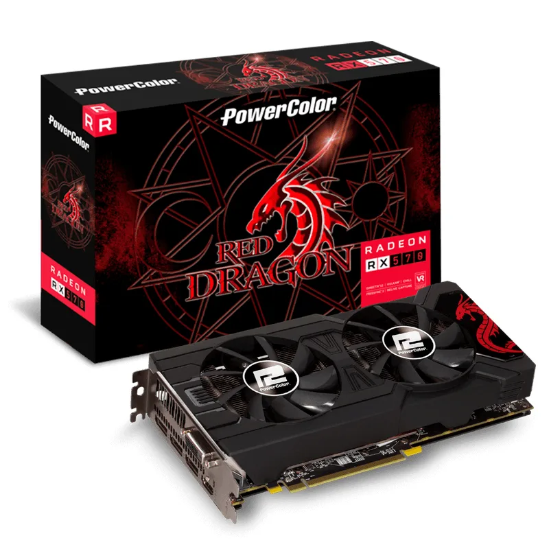 Placa de Vídeo Radeon RX 570 4GB DDR5 256 Bits Red Dragon Power Color AXRX570 4GBD5-3DHDV2/OC