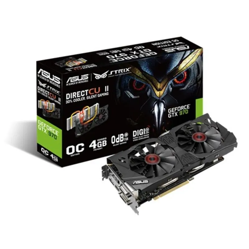 Placa de vídeo - NVIDIA GeForce GTX 970 (4GB / PCI-E) - Asus Strix - STRIX-GTX970-DC2OC-4GD5