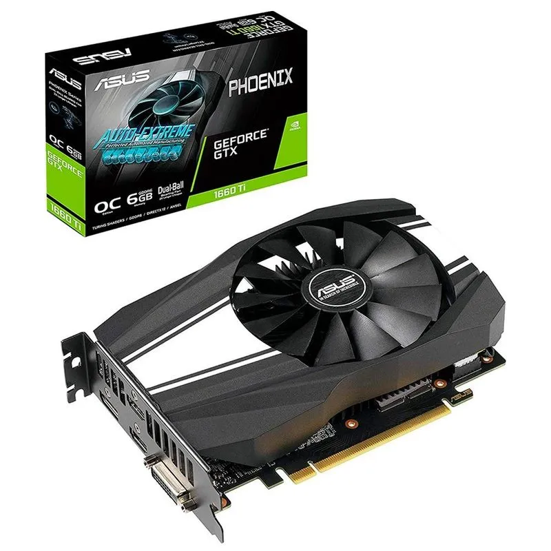 Placa de vídeo - NVIDIA GeForce GTX 1660Ti (6GB / PCI-E) - Asus Phoenix OC edition PH-GTX1660TI-O6G