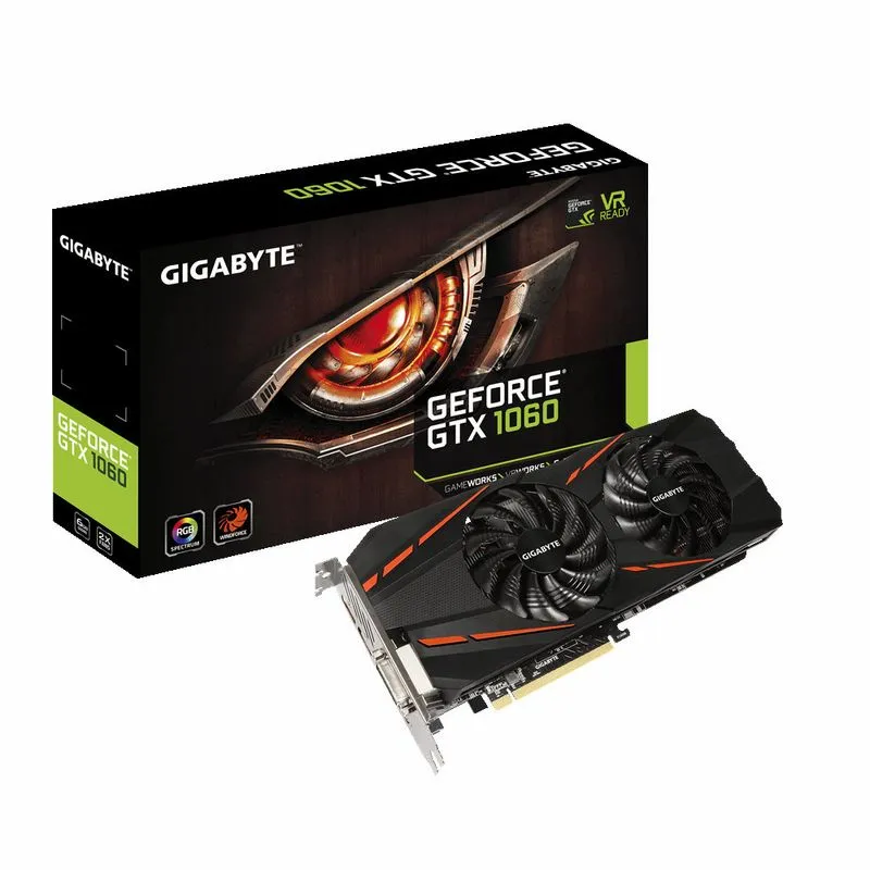 Placa de vídeo - NVIDIA GeForce GTX 1060 (6GB / PCI-E) - Gigabyte Windforce - GV-N1060D5-6GD Rev2.0