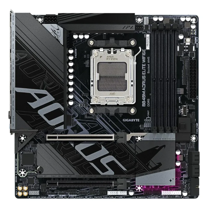 Placa Madre Gigabyte B840M Aorus Elite AM5 DDR5 Micro ATX Wi-Fi 6E Negra