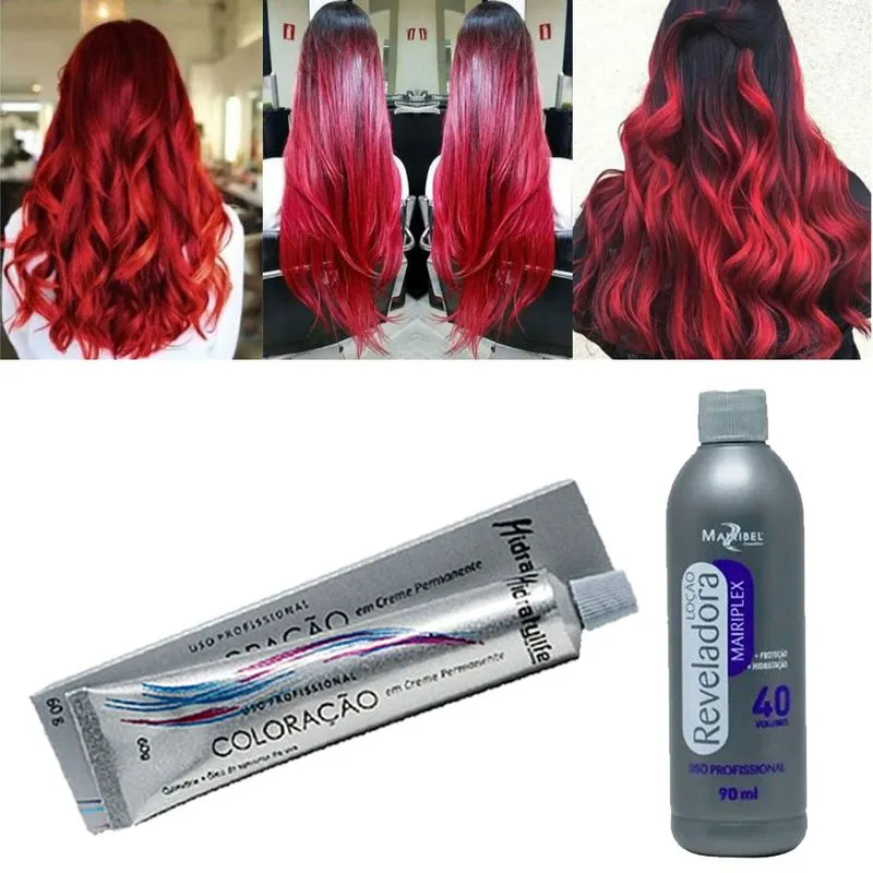 Kit Tinta Vermelho Intenso 01 Coloração Nº 1.0 E 01 Ox 40 Vl 90ml Mairibel