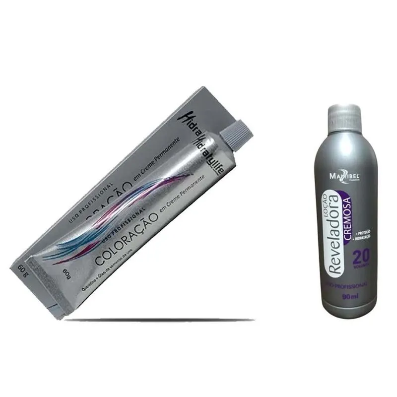 Kit Tinta Azul 02 Coloração E 02 Ox 20 90ml Mairibel