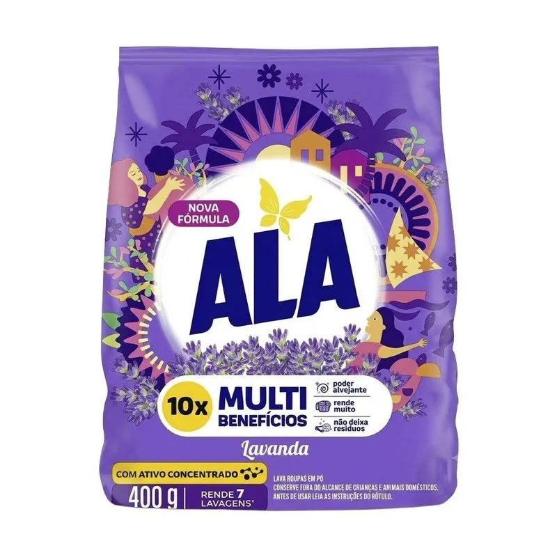 Sabão Em Pó Ala Lavanda 400g - Embalagem Com 30 Unidades
