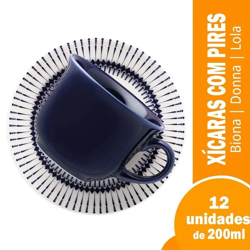 Xicara Cha Biona Com Pires 200ml Donna Colb 12x1