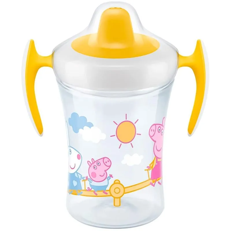 Copoinfantil +6m Alças E Tampa 230 Ml Peppa Pig Amarelo Nuk