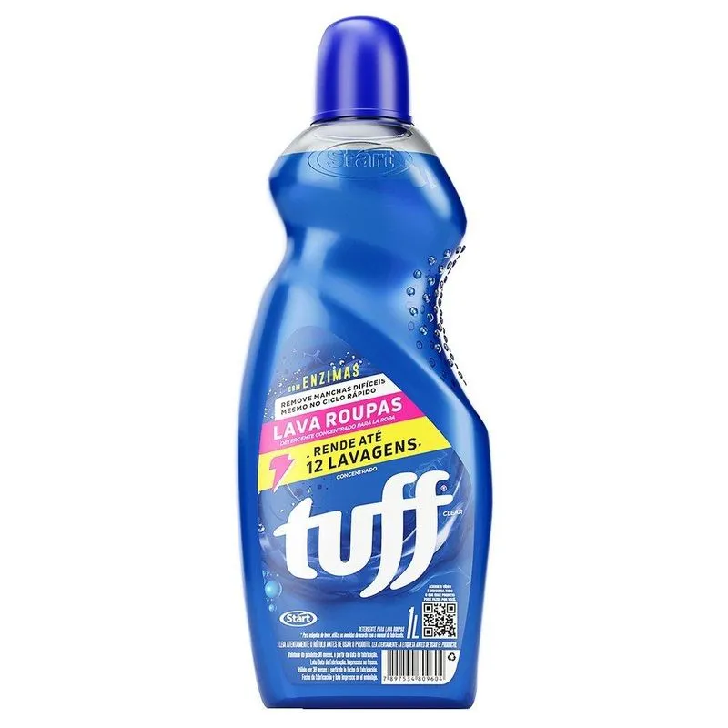Sabão Líquido Tuff Lava Roupas Concentrado Clear 1l - Embalagem Com 12 Unidades
