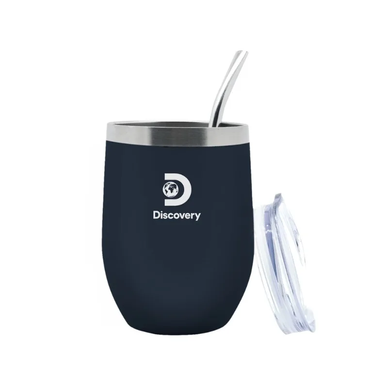 Juego De Mate Discovery Térmico Acero Inoxidable + Bombilla De Mate color Azul
