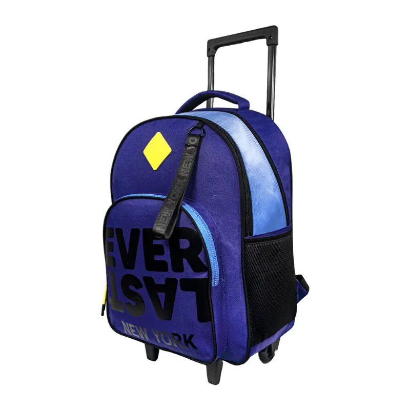 Mochila Escola Carrito Con Ruedas Everlast Niña Nena Nene Niño Con Llavero 27694 Azul