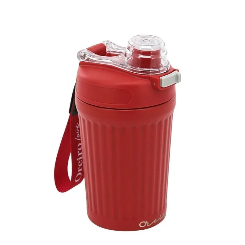 Vaso Termico Doble Capa Acero Inoxidable Sistema Antigoteo Apertura Pulsador 600 ml 18390 Rojo