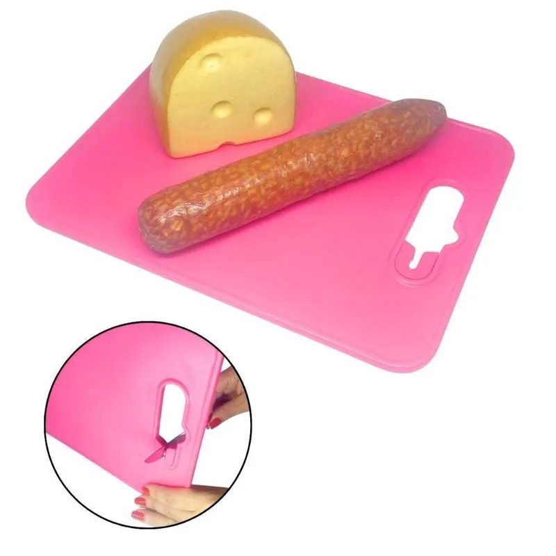 Tábua Placa De Corte 23x30cm Com Afiador Carne Cozinha Rosa