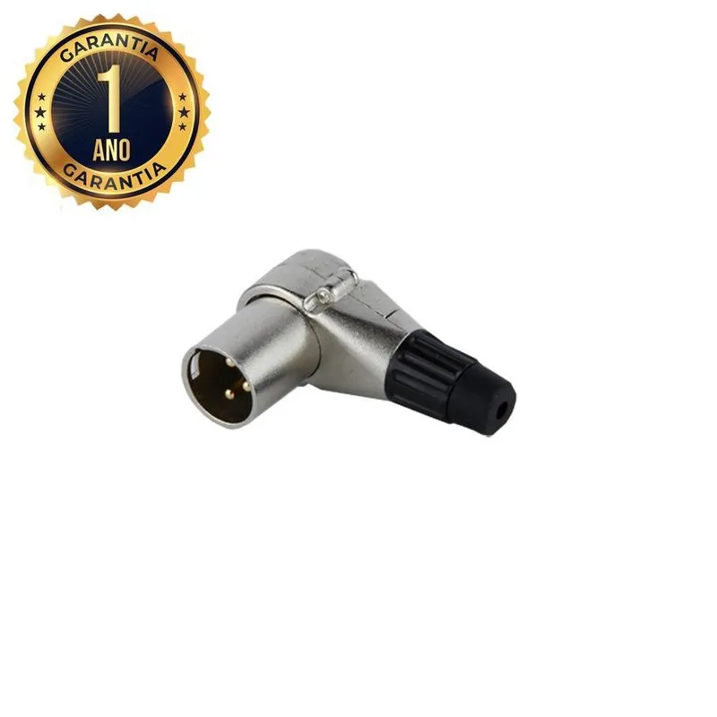 Plug Conector Canon Xlr Macho Em L Pino Banhado A Ouro Hjh