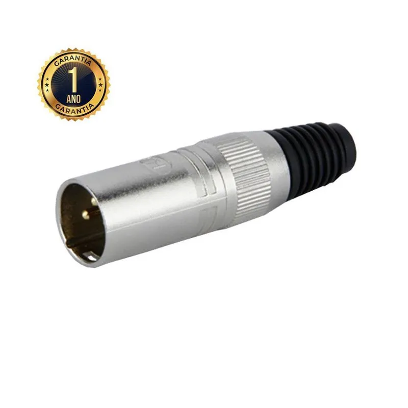 Plug Conector Xlr Canon Macho Hjh Com Pino Banhado A Ouro