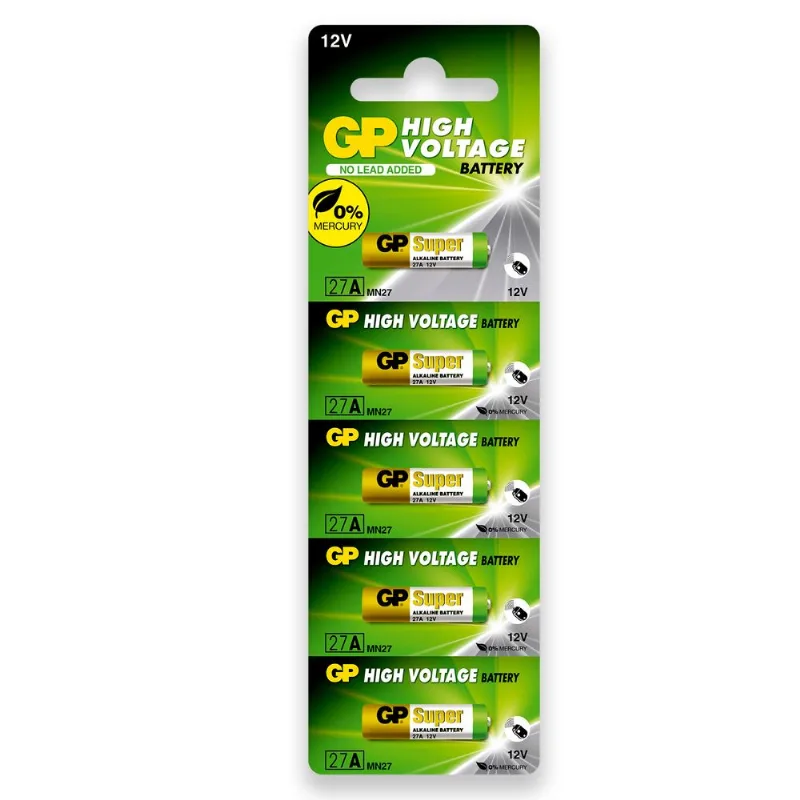 Pilha Alcalina 27A GP Super Bateria MN27 A27G A27 5 unidades
