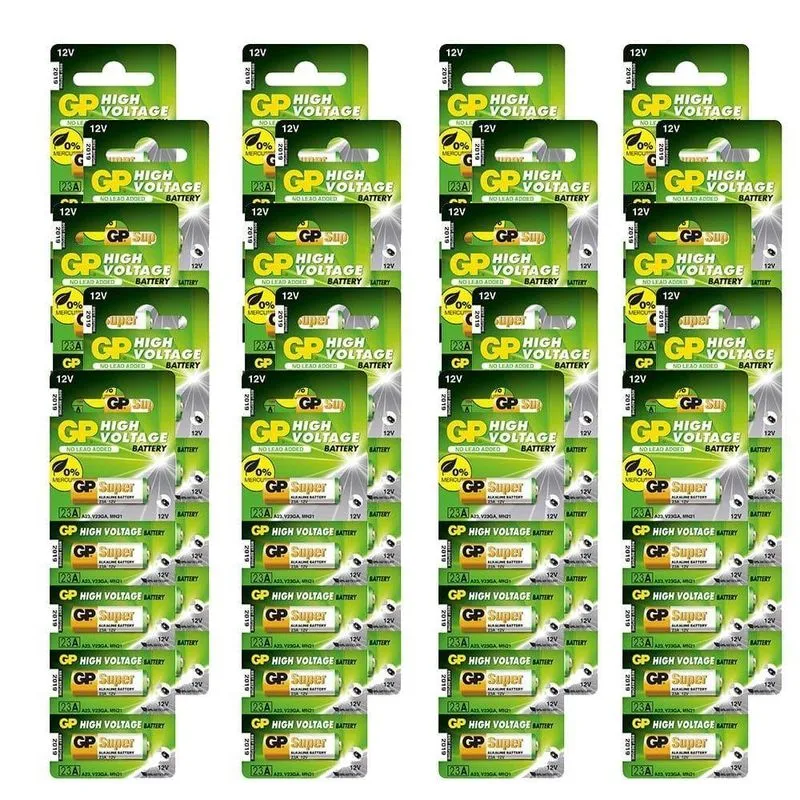100 Pilhas Alcalinas Gp Batteries High Voltage 12v 23af - 20 Cartelas Com 5 Pilhas