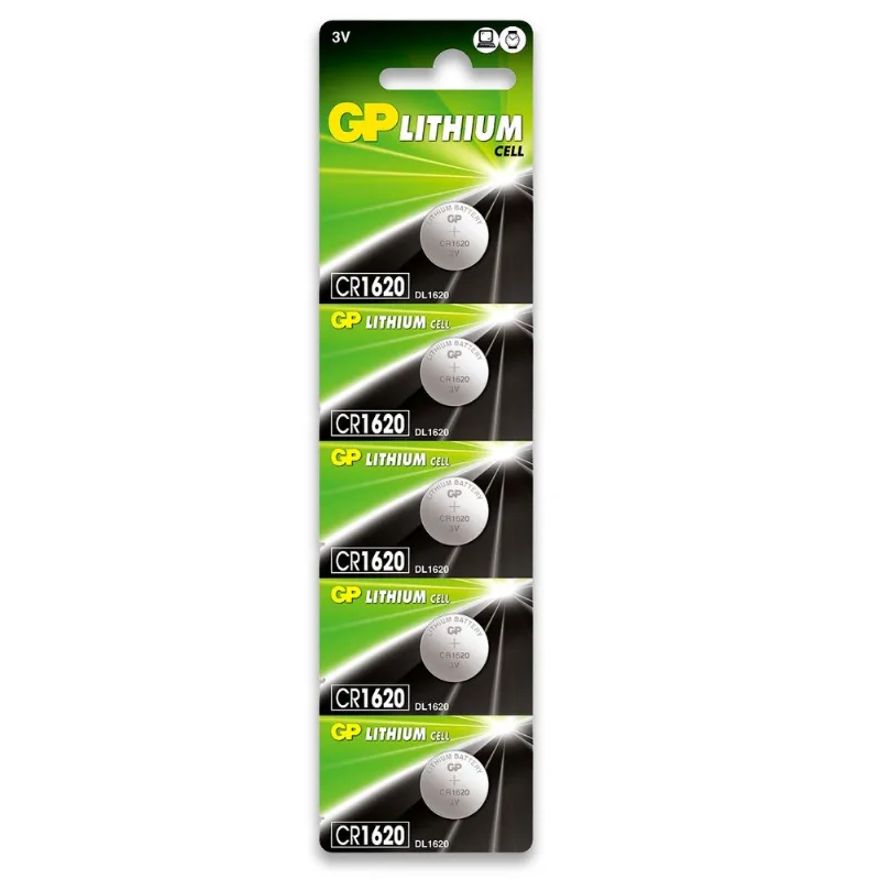 Pilha CR1620 3V GP Bateria Moeda 5 unidades