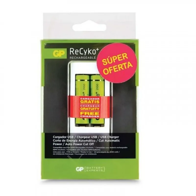 Cargador + 2 Pilas Aa Nimh 2100Mah Gp