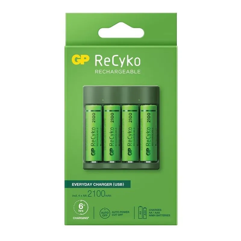 Carregador Usb Gp Batteries B421 Com 4 Pilhas Aa 2100mah