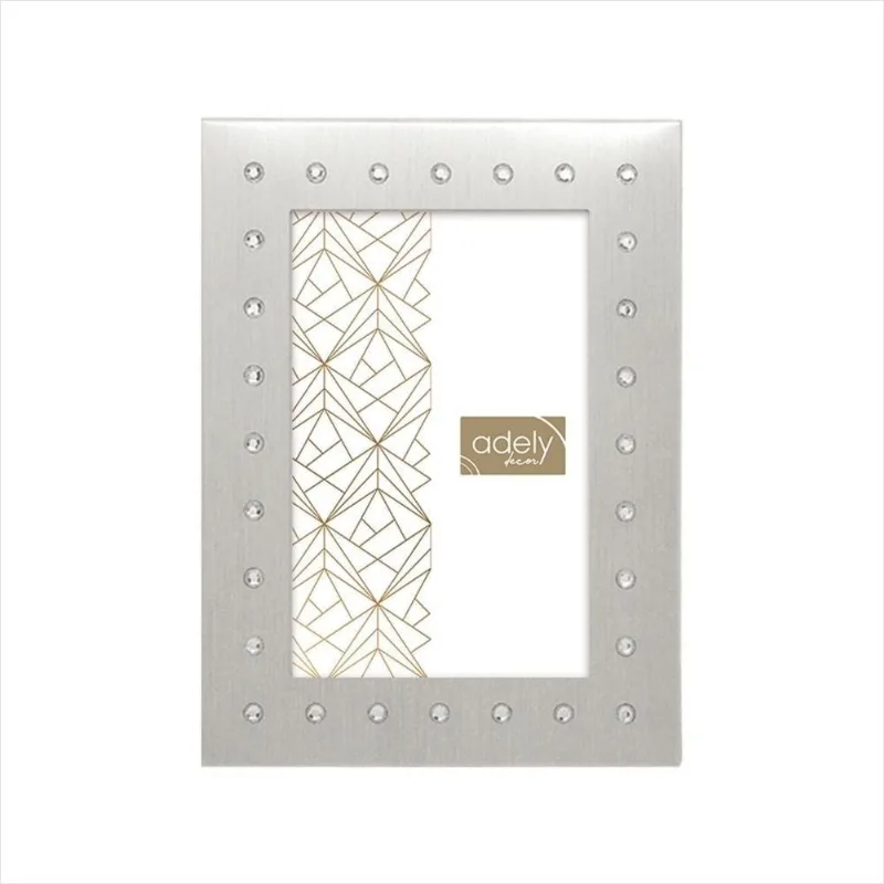 Porta-Retrato 20X25 Prata Strass Prata Com Strass - Lumini - Adely Decor