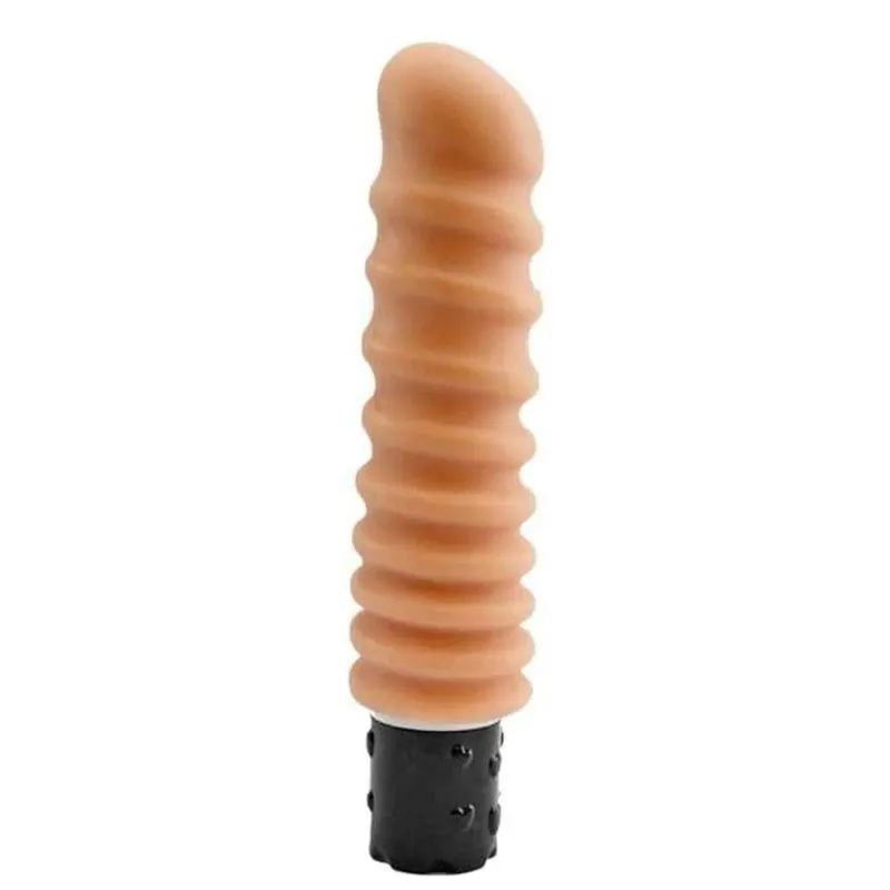 Pênis 19cm Anelado 10 Velocidades - Screw Driver - Nanma - Bege