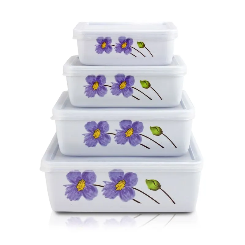 POTE DE ALIMENTOS MARMITA LANCHE 4 PEÇAS COM TAMPA DECORADO JACKI DESIGN ROXO