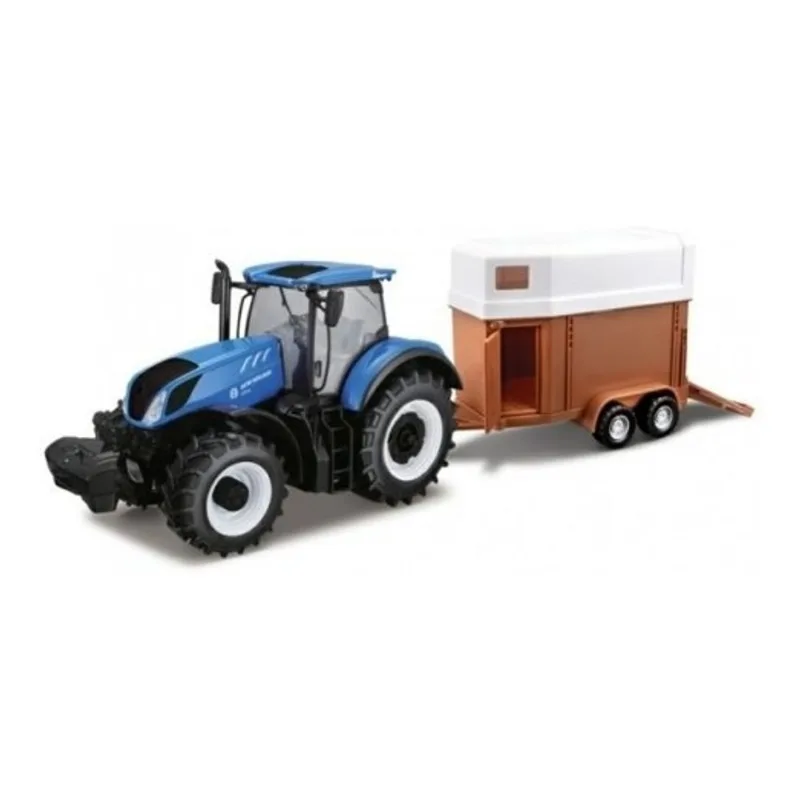 Miniatura Trator T7.315 Tractor Com Carreta Animais 1/32 Farm Bburago 44069