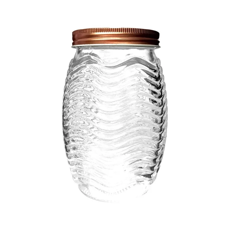Frasco de vidrio redondo Unique tapa de bronce 1000 ml