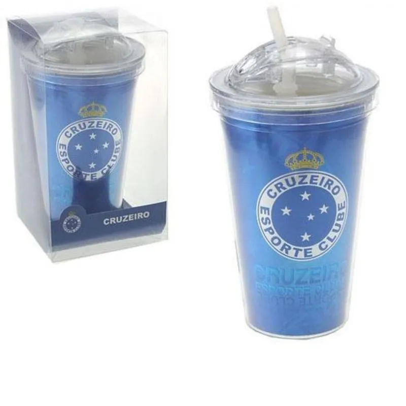 Copo Cruzeiro Acrílico Com Canudo 600 Ml