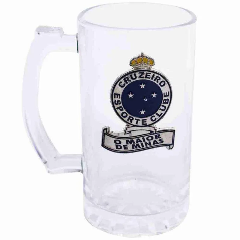 Caneca De Vidro Com Brasão De Metal 470Ml - Cruzeiro