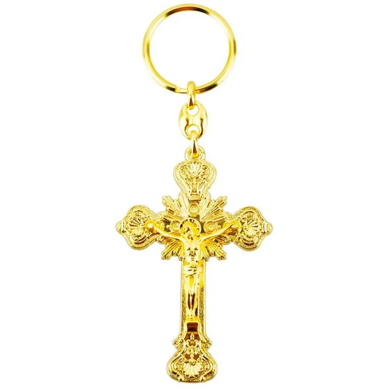Chaveiro Crucifixo Jesus 7,5cm em Metal Taimes