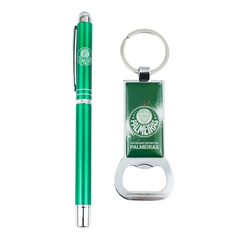 Kit Caneta Roller Pen Touchscreen Chaveiro Abridor Palmeiras