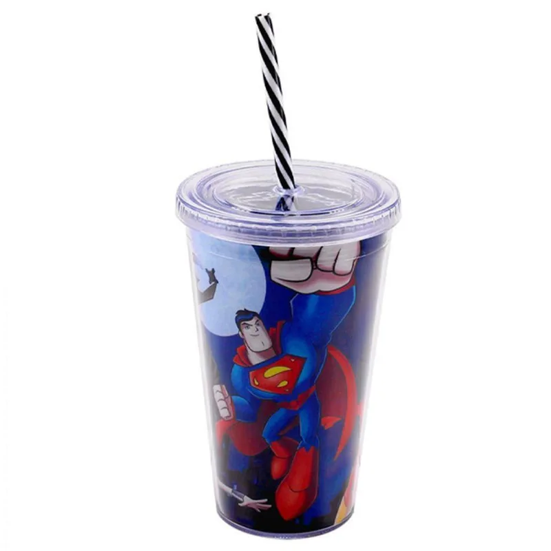 Copo Com Canudo Personagens Dc Comics 450ml Tasco Inport