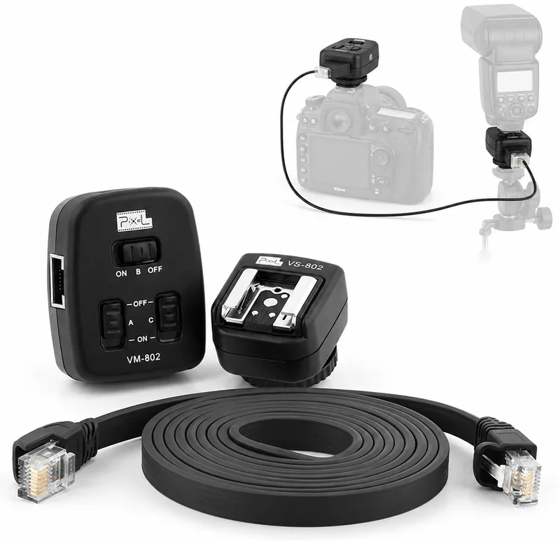 Adaptador TTL Pixel PF-802 para Flash Speedlight Nikon Off-Camera (2mts)