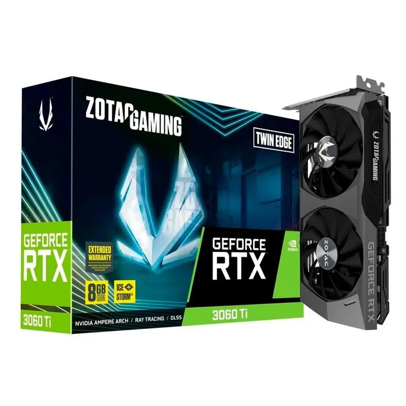 Placa De Vídeo Zotac Nvidia Geforce Rtx 3060 Ti Twin Edge Lhr, 8gb, 14.0 Gbps, Gddr6, Dlss, Ray Tracing - Zt-a30610e-10m
