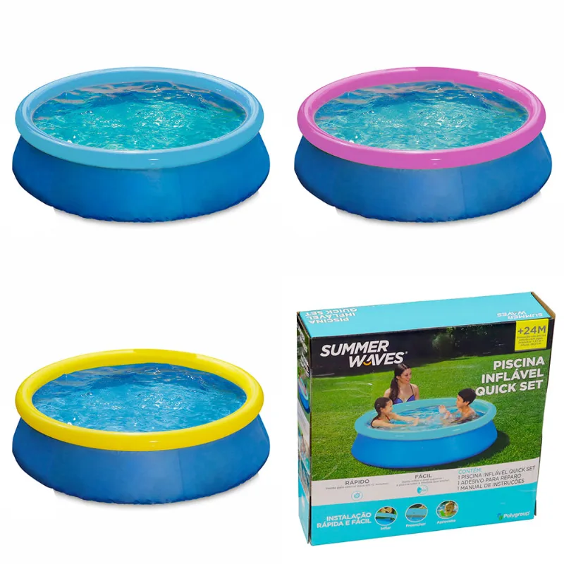 Piscina Inflável 400 Litros com Borda Colorida Summer Waves