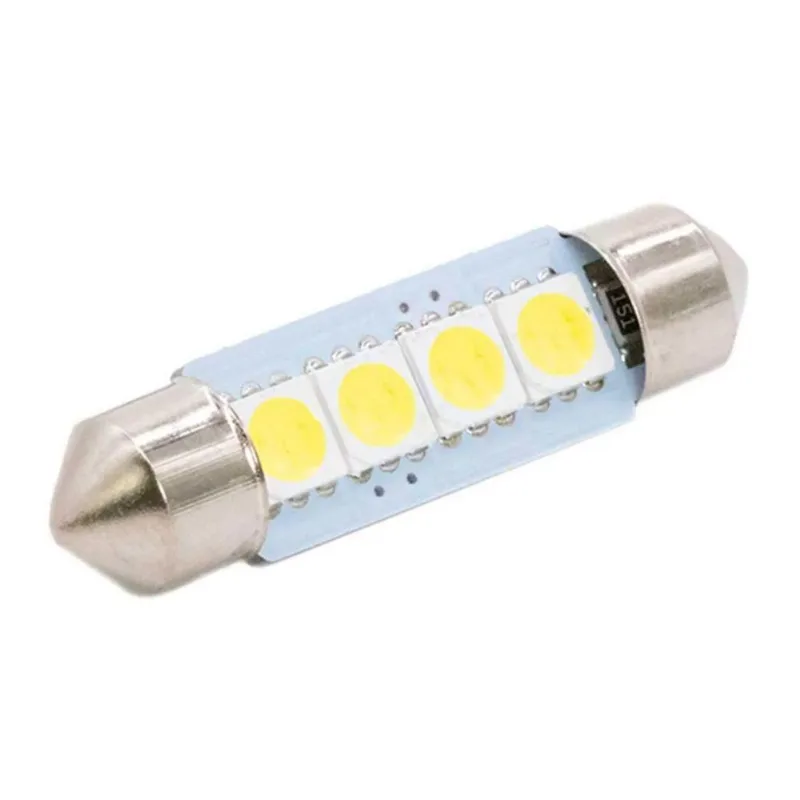 Lâmpada Led Automotiva Torpedo 12V 4 Leds Luz Traseira Freio Placa Porta-Malas Tech One