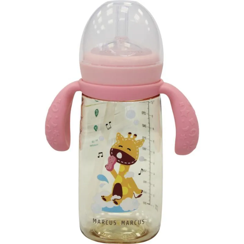 Copo Transição Bico E Canudo Em Silicone 300ml Girafa Lola
