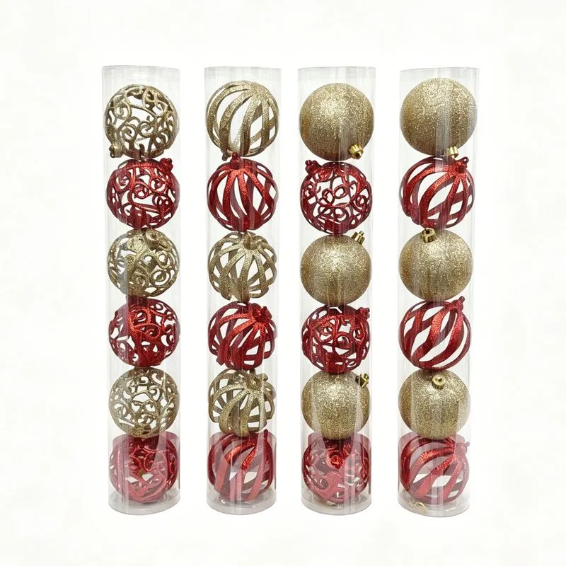 BOLAS DE NATAL 8CM VERMELHA E DOURADA 6 PEÇAS - FESTIVE