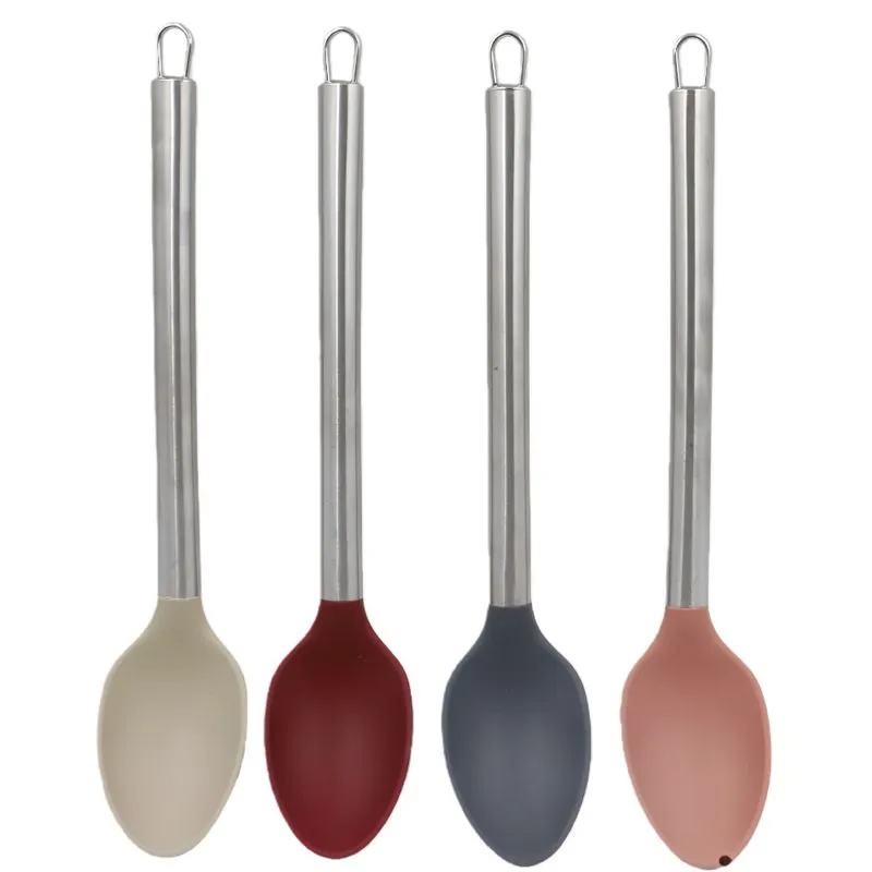 COLHER FUNDA SILICONE CABO INOX SORTIDO CASUAL HOME