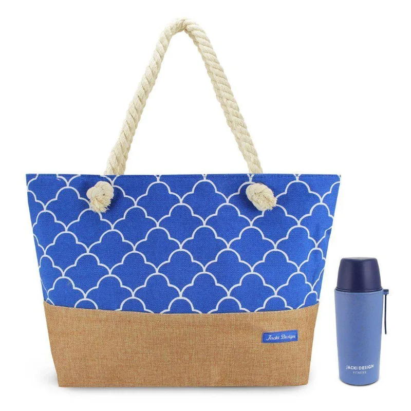 Kit Praia Jacki Design - Bolsa De Praia E Necessaire - Preto Azul