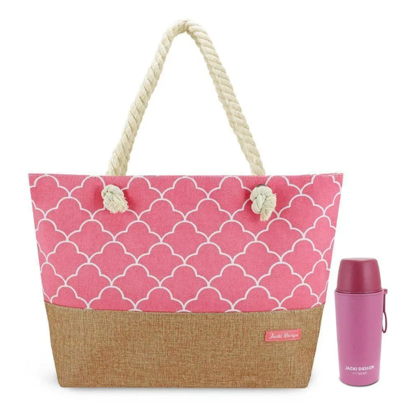 Kit Praia Jacki Design - Bolsa De Praia E Necessaire - Preto Salmão