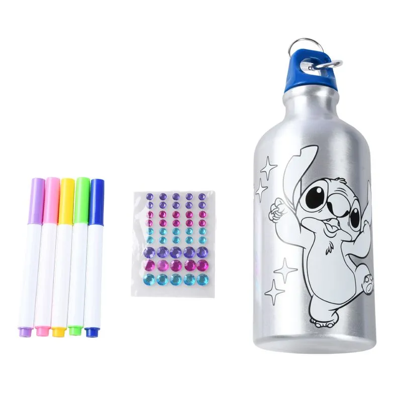 Garrafa Infantil Pinte e Decore Stitch e Angel Brink+ 500ml 5 a 7 Anos