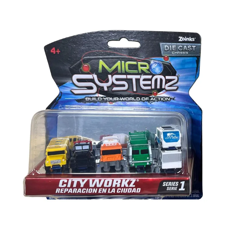 Pack x 5 Carros City Workz Micro Systemz