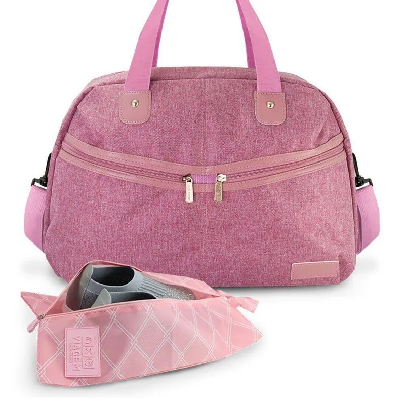 Conjunto Bolsa De Viagem Com Porta Sapato Jacki Design Rosa