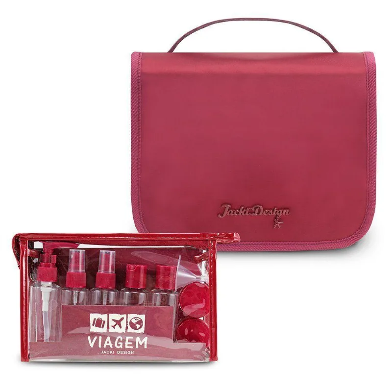 Kit Necessaire C- Gancho E Frascos P- Viagem Premium Vinho