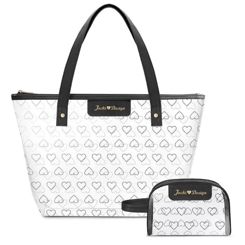 Kit Bolsa Shopper E Necessaire Transparente Love Preto
