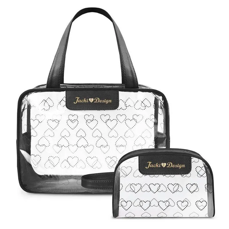 Kit Bolsa E Nécessaire Transparente Love Preto