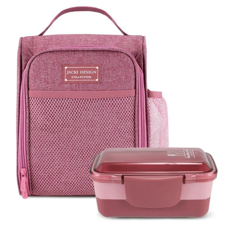 Kit Bolsa Térmica E Pote De Marmita 2 Andares Concept Rosa